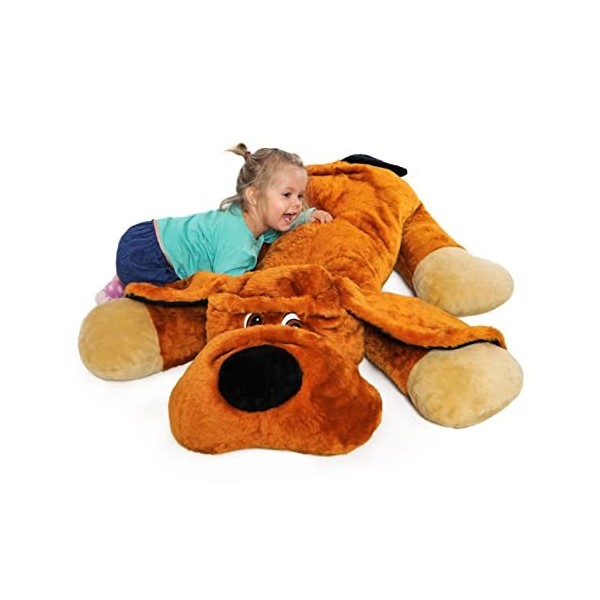 Grand Chien en Peluche allongé 110cm, Peluche géante