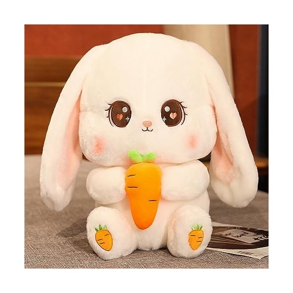 Kawaii Doudou Lapin en Peluche Animal Mignon Peluche Radis Lapin Tenant Carotte en Peluche Jouet Oreiller Doux Poupée Enfants