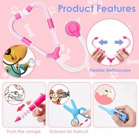 BUYGER Jouet Mallette Docteur Veterinaire avec Peluche Chien pour Enfant Fille Garçon, Jeu dimitation