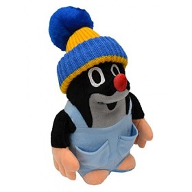 Peluche Animal en Peluche 28 cm Original La Petite Taupe avec Bleu Bonnet à Pompon Debout Jouet Peluche pour Bébés Garçons Fi