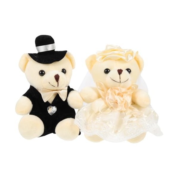 ibasenice 8 Pièces Poupée Ours De Mariage Animaux en Peluche pour Les Enfants Figure De Poupée Jouets De Voiture pour Enfants