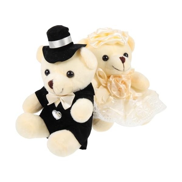 ibasenice 8 Pièces Poupée Ours De Mariage Animaux en Peluche pour Les Enfants Figure De Poupée Jouets De Voiture pour Enfants