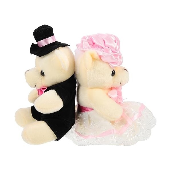 ibasenice 8 Pièces Poupée Ours De Mariage Animaux en Peluche pour Les Enfants Figure De Poupée Jouets De Voiture pour Enfants