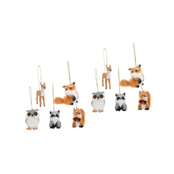 ibasenice 10 Pièces Ornements danimaux en Peluche Poupées Suspendues De Vacances Ornements danimaux des Bois Ornements De C