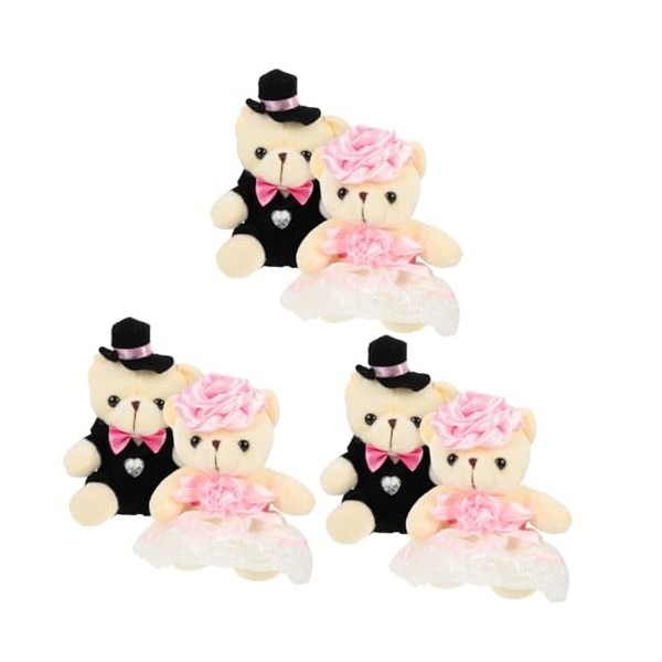 Gadpiparty 10 Pièces Poupée Ours De Mariage Mini Oursons en Peluche Dessin Animé Ours Jouets Faveur De Fête en Peluche Jouets