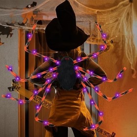 Bstoyder Costume daraignée en peluche avec lumières violettes