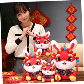 Totority 3Pcs Année du Lapin en Peluche Poupée Zodiaque Lapin Poupées Zodiaque Animal en Peluche 2023 Mascotte en Peluche Bid