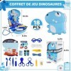 Ulikey 18 Pièces Malette Docteur Enfant, Malette Docteur Jouet, Kit Docteur Enfant, Jouet Docteur avec Organiseur Dinosaure B