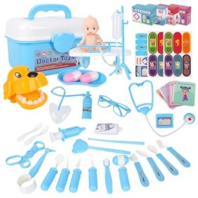 Malette Docteur Enfant, 63 Pièces Kit de Médecin Kit Docteur Enfant Jouets du Docteur Imitation Jouets Déguisement de Docteur
