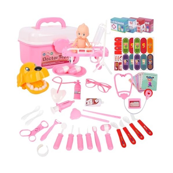 Malette Docteur Enfant, 63 Pièces Kit de Médecin Kit Docteur Enfant Jouets du Docteur Imitation Jouets Déguisement de Docteur