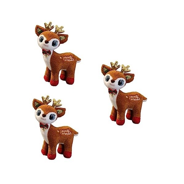 ibasenice 3 Pièces Peluche De Noël Animaux en Peluche Moelleux Peluche De Cerf Peluches Mignonnes à Cerf Jouet Animal Enfant 