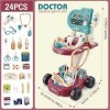 Fegalop Lot de 24 jouets médicaux pour garçons et filles - Mobile Cart avec lumières, tableau des yeux, thermomètre, stéthosc