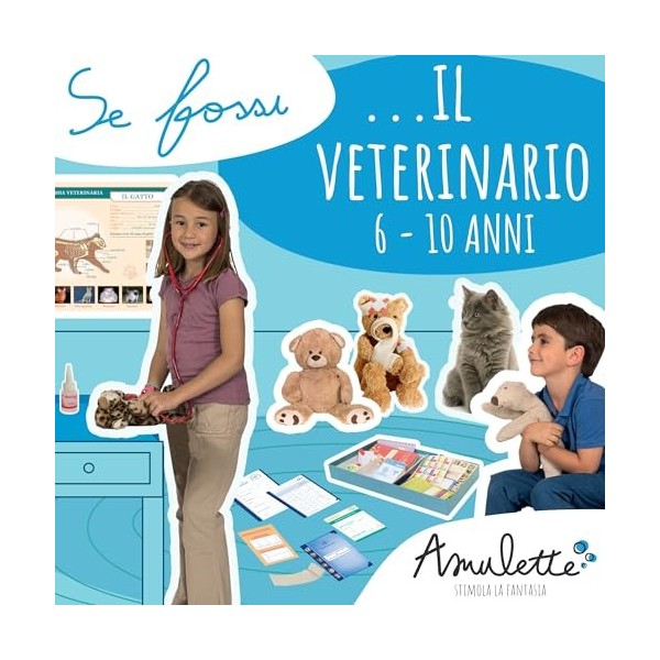 Amulette - Se Fossi Il Veterinario - Gioco Educativo da 6 a 10 Anni - 70+ Accessori per la Cura Degli Animali - Kit Veterinar