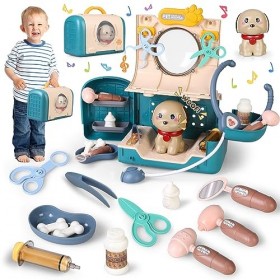 kramow Jouet Vétérinaire pour Enfants, Coffret de Vétérinaire avec ChienJouet Enfant, Jeu de Médecin pour Animaux Domestiques