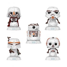 Funko Pop! Star Wars: Holiday - Darth Vader, Stormtrooper, Boba-Fett, C-3PO, R2-D2 Snowmen - 5 Pack - Exclusivité Amazon - Fi