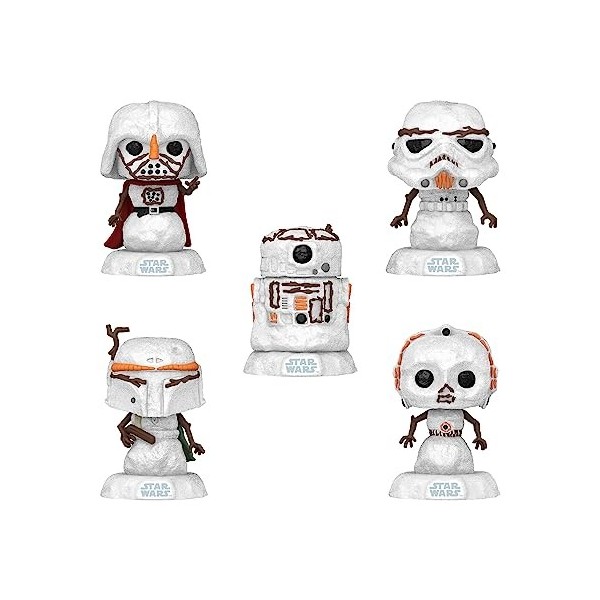 Funko Pop! Star Wars: Holiday - Darth Vader, Stormtrooper, Boba-Fett, C-3PO, R2-D2 Snowmen - 5 Pack - Exclusivité Amazon - Fi