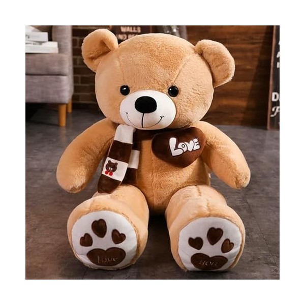 NOpinz Ours en Peluche Jouet en Peluche Animal Peluche Écharpe Ours Jouet Coussin Poupée Fille Enfants Cadeaux Mignons 100cm 
