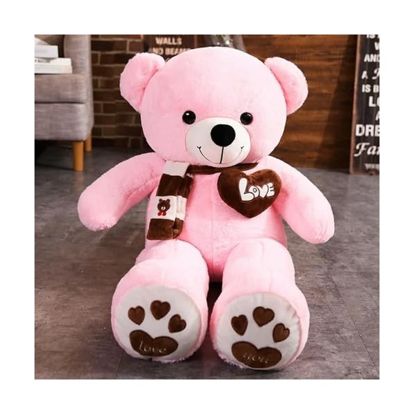 NOpinz Ours en Peluche Jouet en Peluche Animal Peluche Écharpe Ours Jouet Coussin Poupée Fille Enfants Cadeaux Mignons 100cm 