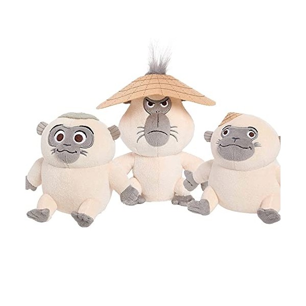 Peluche 14-19 cm - Lot de 3 poupées singe Kawaii Raya et le dernier dragon Dyan Pan Uka