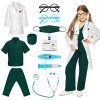 10 Déguisement Docteur Enfant avec Stéthoscope, Chirurgien Costume, Séringue, Lunettes, Trousse De Médecin, Kit Docteur Jouet