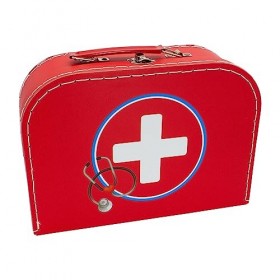 GICO Mallette de médecin pour enfant 24 pièces avec de nombreux accessoires en bois et stéthoscope fonctionnel 18235