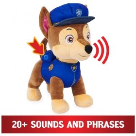 Paw Patrol, Talking Chase 12-inch-Tall Interactive Plush Toys with Sounds, Phrases and Wagging Tail, Stuffed Animals, Kids To
