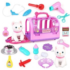 Jouet de Soins pour Animaux de Compagnie Ensemble de 16 pièces Cage Soins pour Animaux de Compagnie Cosplay Chat Alimentation