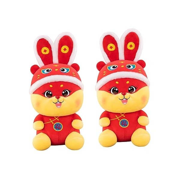 Gadpiparty 4 Pièces Mascotte De Lannée du Lapin Jouet De Mascotte De Lapin Jouets en Peluche Mini-Animaux Année De La Poupée