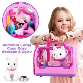 Jouet de Soins pour Animaux de Compagnie Ensemble de 16 pièces Cage Soins pour Animaux de Compagnie Cosplay Chat Alimentation