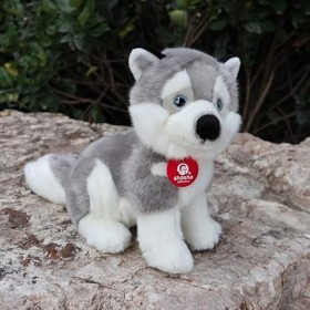 LEUYA Boucles doreilles 25cm Lifelike Husky Chien Peluche Jouet poupée Doux Husky Assis Chiot Animaux en Peluche Cadeau dan