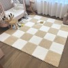 Tapis De Sol en Mousse Puzzle en Peluche Douce, Dalles De Moquette Imbriquées, Tapis De Zone, Tapis De Jeu 12 Pièces pour Sal