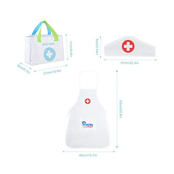 FRIUSATE Ensemble de médecins pour enfants, kit de médecin avec stéthoscope, plateau en acier inoxydable, tablier dorgue pou