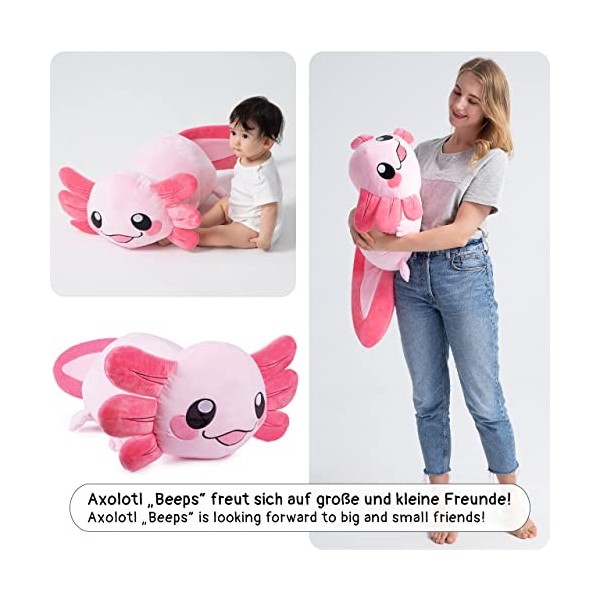 corimori Large XXL Axolotl Beeps Peluche Cuscino 85 cm Kawaii