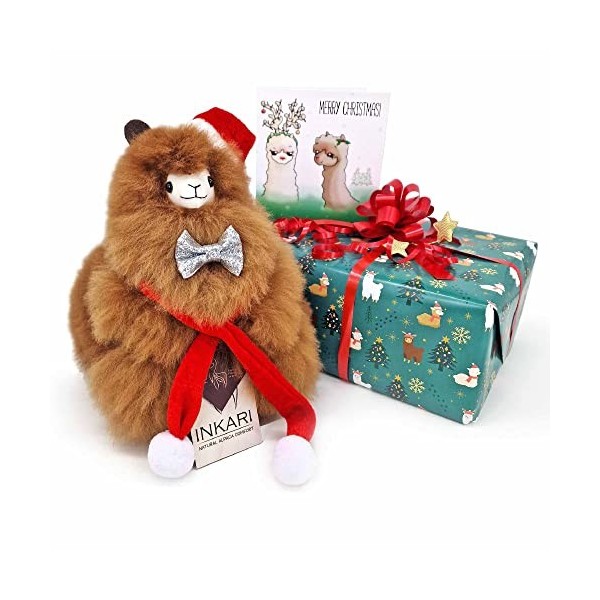 Inkari Alpaga Peluche en véritable Laine dalpaga I Set Cadeau pour Noël I Cadeau de Noël Parfait pour Les Femmes, Papier Cad