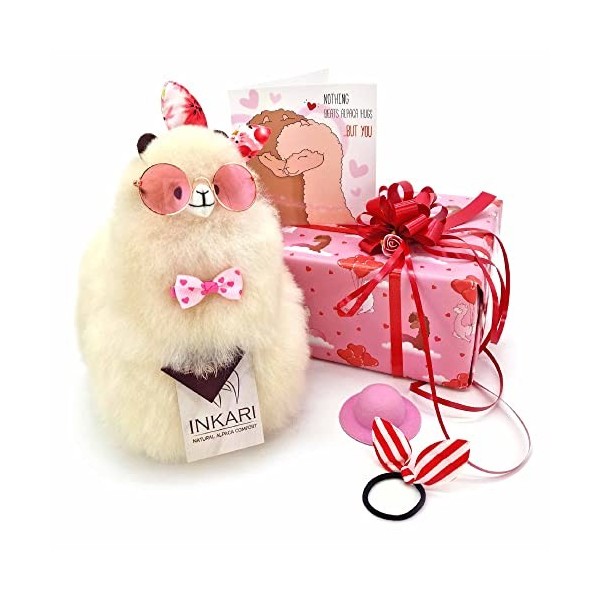 Inkari Alpaga Peluche en véritable Laine dalpaga I Box of Fluff - Love I Cadeau pour Femme, Fille et Maman