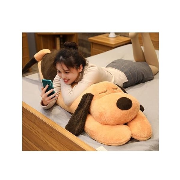 DHESSO 110 cm-120 cm géant couché Chien en Peluche Amovible et Lavable Fille Oreiller Mignon Gros Chien poupée Enfants bébé e