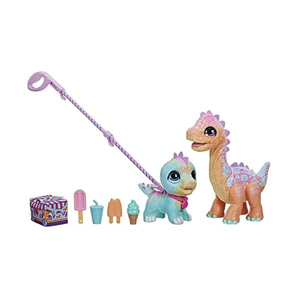 FurReal Snackin Sallys Ice Cream Party – Animal de compagnie électronique avec plus de 40 sons et réactions, plus dinosaure