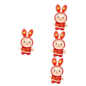 ABOOFAN 4Pcs Année du Lapin Mascotte Lapin en Peluche Lapin Animal en Peluche Peluche Lapin en Peluche Poupée 2023 Lapin Anné