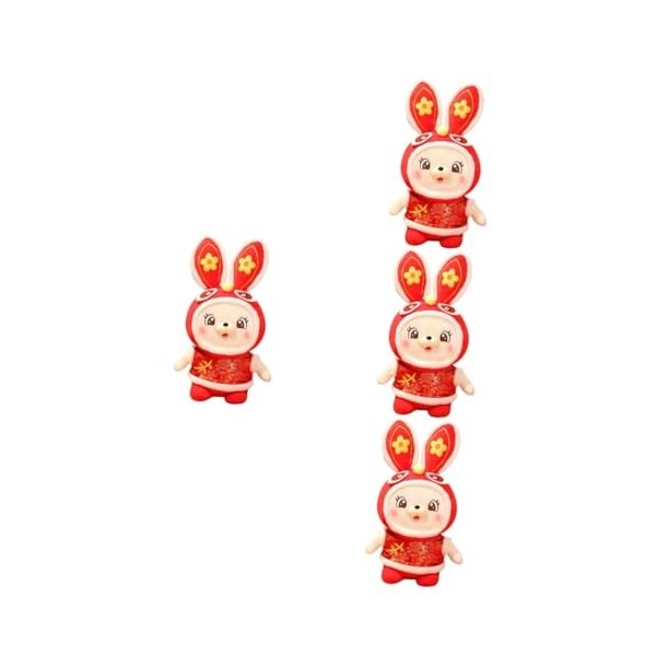 ABOOFAN 4Pcs Année du Lapin Mascotte Lapin en Peluche Lapin Animal en Peluche Peluche Lapin en Peluche Poupée 2023 Lapin Anné