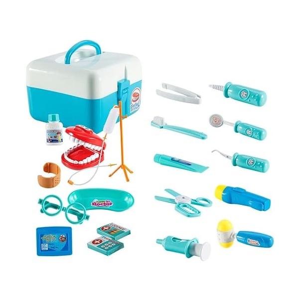 Enfants Dental Toy Doctor Set, 20 pièces Cosplay Ensemble doutils dentaires, Ensemble médical préscolaire, vêtements, Cospla