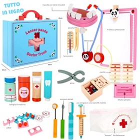 KOKOBOX 43 Pièces Kit Docteur Enfant Jouet Enfant 3 4 5 Ans Jouet en Bois Malette Docteur Enfant Valisette Docteur Enfant Jeu