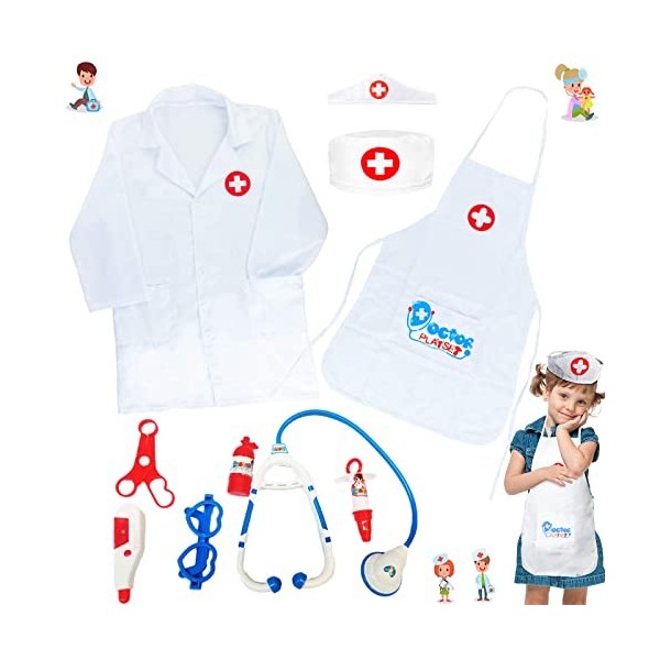 WTpin 11 Pièces Jeu De Rôle De Docteur pour Enfants, Cadeau pour Petit Docteur, Jeu De Rôle De Docteur pour Enfants, Jouets p