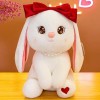 GagaLu Mignon Lapin en Peluche Jouet Longue Oreille Lapin Poupée avec Noeud Perle Lapin Fille Doux Cadeau D’Anniversaire Déco