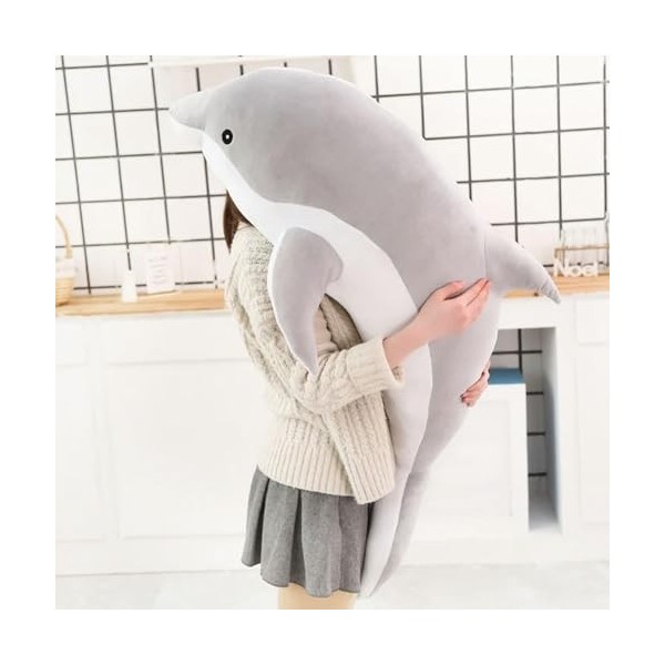 EacTEL Mignon Grande Taille Dauphin en Peluche Jouet Dessin Animé Océan en Peluche Animal Poupée Oreiller Enfants Fille Belle