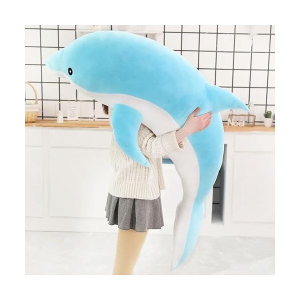 EacTEL Mignon Grande Taille Dauphin en Peluche Jouet Dessin Animé Océan en Peluche Animal Poupée Oreiller Enfants Fille Belle