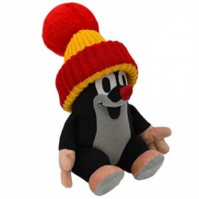 Peluche Animal en Peluche Parlant 20 cm Original La Petite Taupe avec Rouge Bonnet à Pompon Assis Jouet Peluche pour Bébés Ga