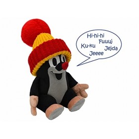 Peluche Animal en Peluche Parlant 20 cm Original La Petite Taupe avec Rouge Bonnet à Pompon Assis Jouet Peluche pour Bébés Ga