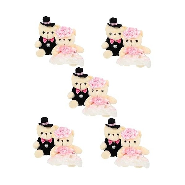 Abaodam 10 Pièces Poupée Ours De Mariage Mini Couple dours Faveur De Fête en Peluche Enfants Ours Jouet pour Petite Amie Pet