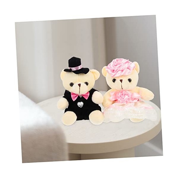 Abaodam 10 Pièces Poupée Ours De Mariage Mini Couple dours Faveur De Fête en Peluche Enfants Ours Jouet pour Petite Amie Pet