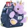 Naturally KIDS Moyen Sac à Dos Avec Licorne Violette Peluche pour Enfants 3 4 5 Ans - Cadeau Anniversaire Fille Garcon 2 3 4 